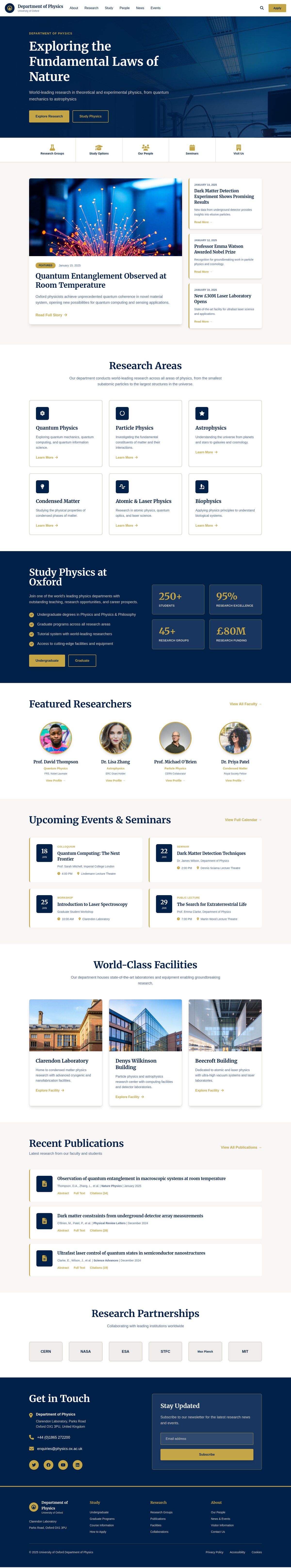 Oxford Physics Department homepage built with Versantus