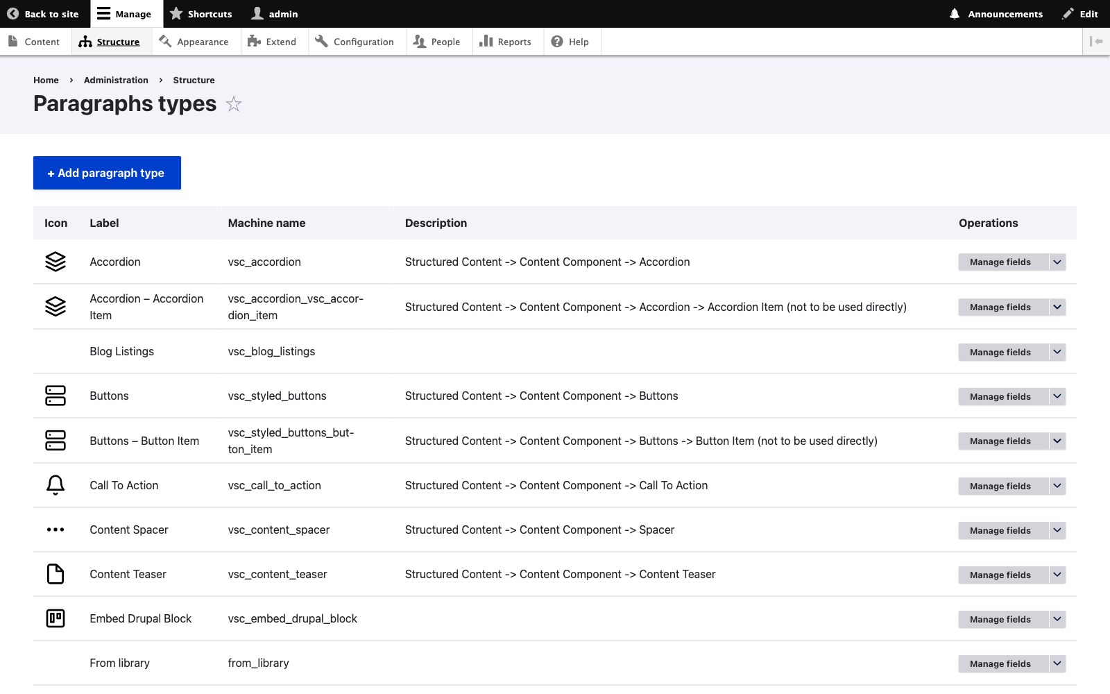Versantus Component Library - Paragraph Types