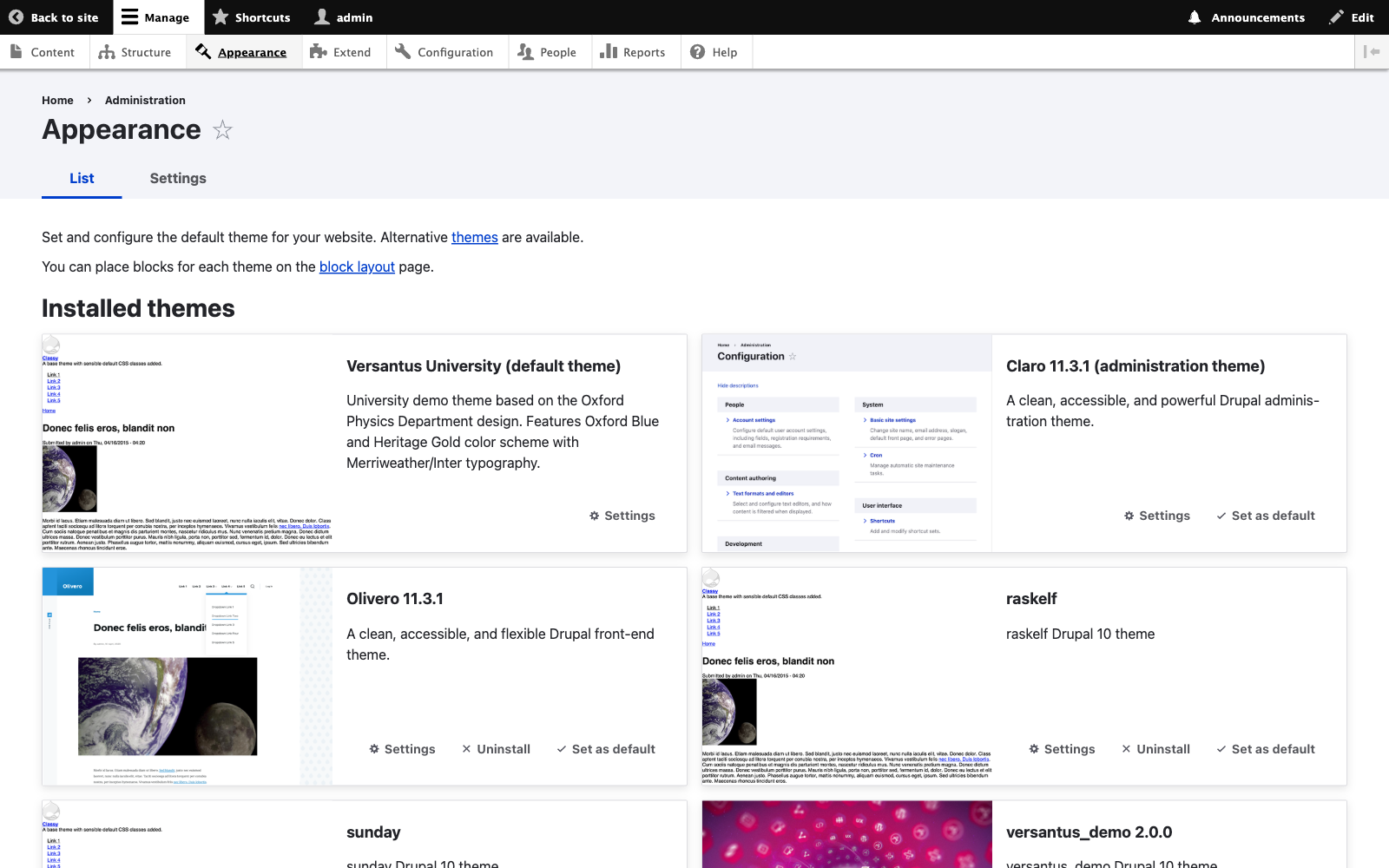 Theme and Appearance Settings